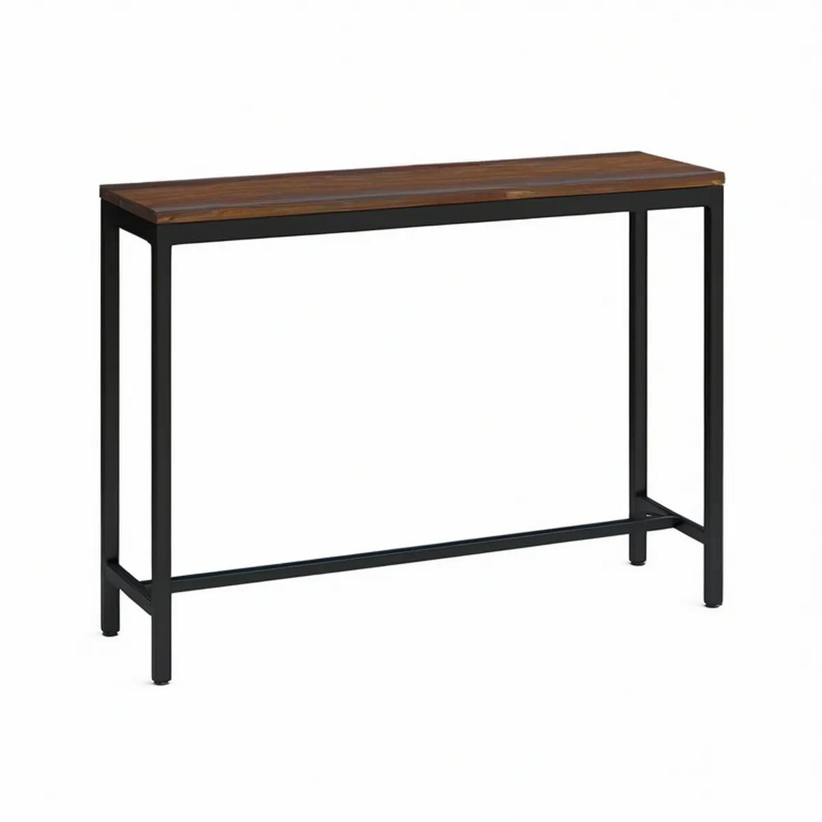 Prostokątny stół barowy 120 x 40 x 100 cm z blatem z litego drewna sosnowego, brązowo-czarny