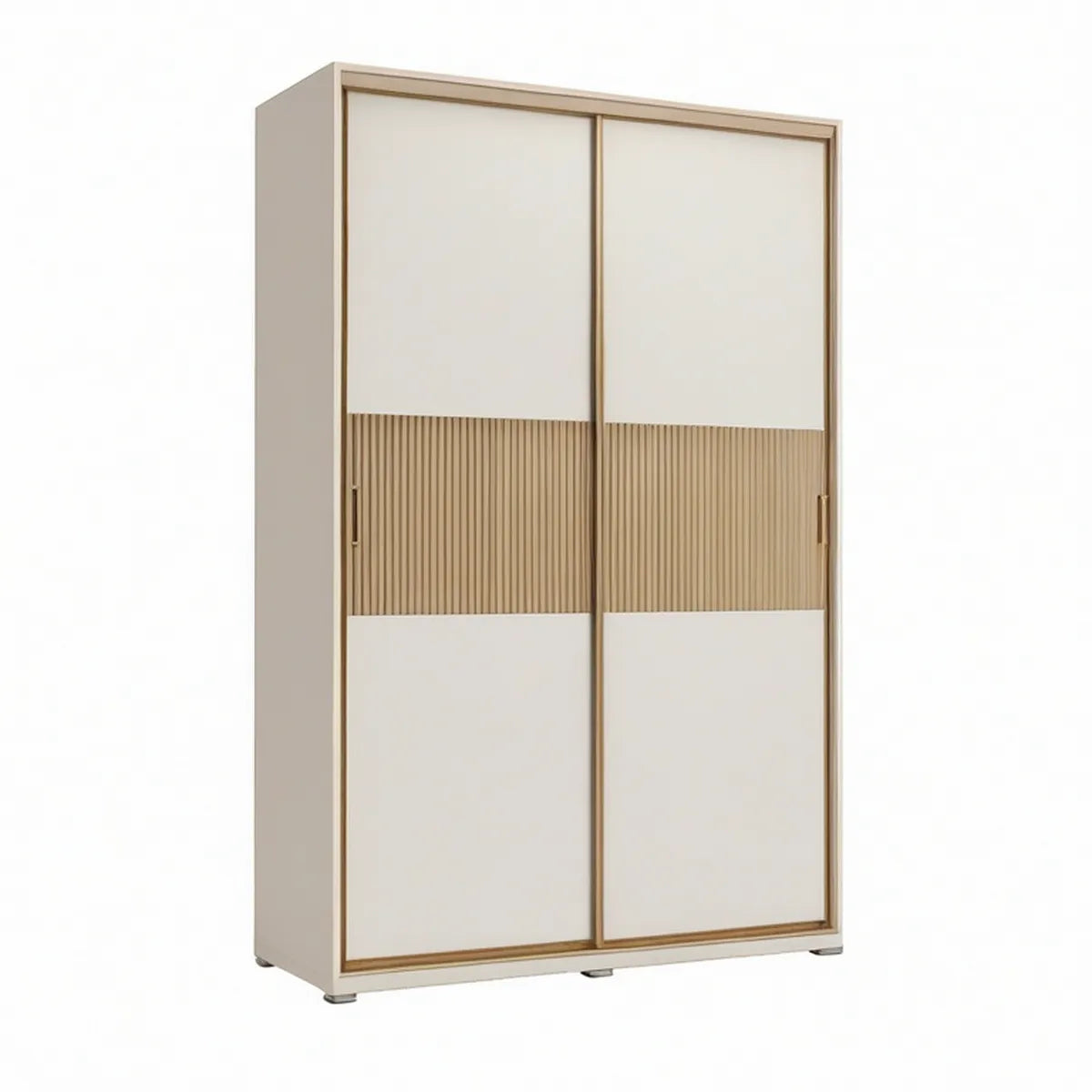 Dwudrzwiowa szafa przesuwna 120 x 60 x 200 cm kremowa z dekorami dębu naturalnego