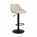 Obrotowy hoker barowy z regulacją wysokości, tapicerowany bouclé, kremowo-czarny, 50 x 52 x 91–112 cm