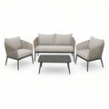 Zestaw mebli ogrodowych: sofa 130 × 75 × 76 cm, 2 fotele 70 × 75 × 76 cm, stolik 100 × 55 × 42 cm, czarny/beżowy/jasnoszary
