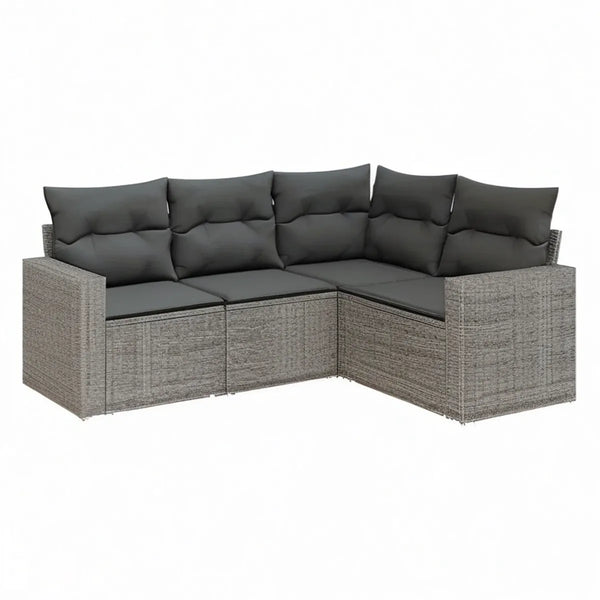 Modułowa narożna sofa ogrodowa z technorattanu PE, szara/antracytowa, 210 x 210 x 65 cm