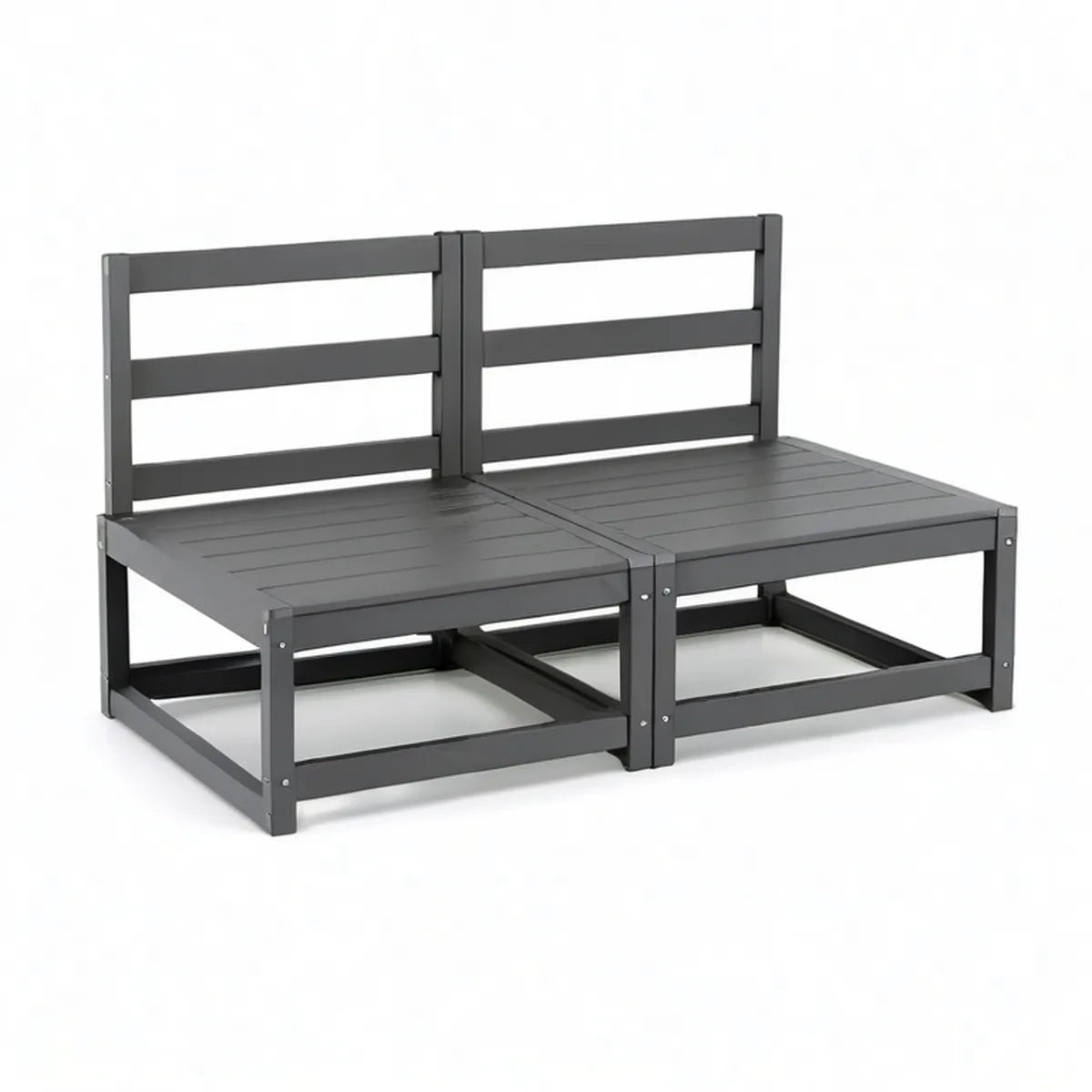 Sofa ogrodowa 2-osobowa ze stali, antracytowa, 120 x 65 x 75 cm